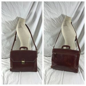 Vintage Italian floto brown leather briefcase attache messenger bag